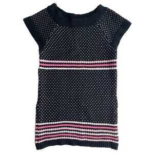 Gymboree Glamour Ballerina Tunic Sweater Black Pink Striped Hearts Girls 5/6